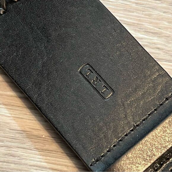 Vtg New Ralph Lauren wide leather belt Tooled Braid Brass buckle Boho Western L - Picture 8 of 16